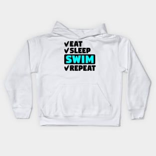 Eat, sleep, swim, repeat Kids Hoodie